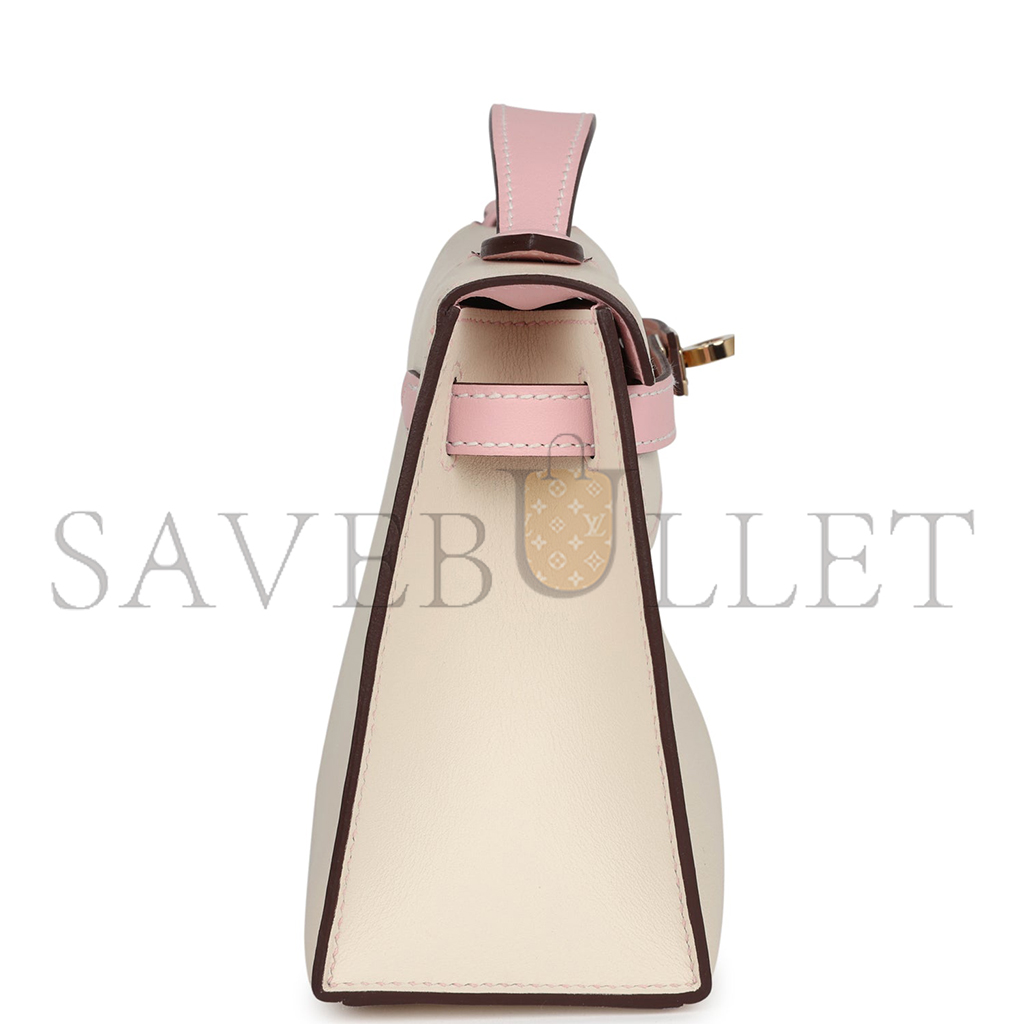 HERMÈS MASTER KELLY POCHETTE NATA AND ROSE SAKURA SWIFT (22*14*7cm)